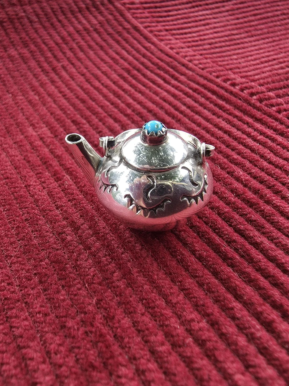 Sterling Silver Elizabeth Whitman E.M.W. Miniature Teapot Charm 925 Vintage